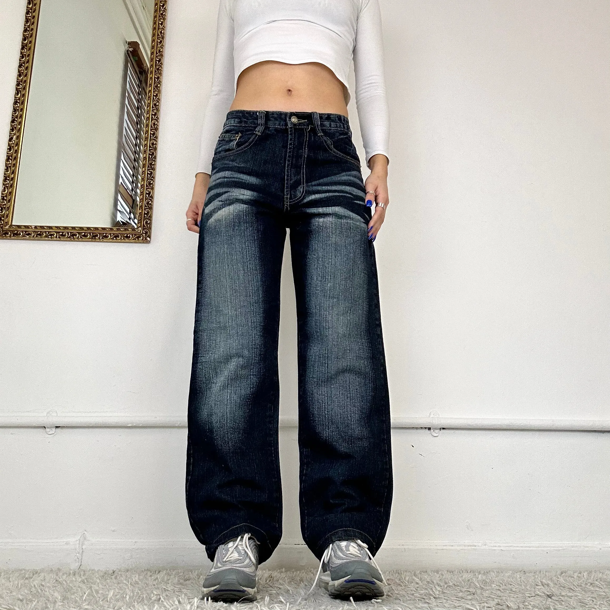 00s wide leg dark wash jeans