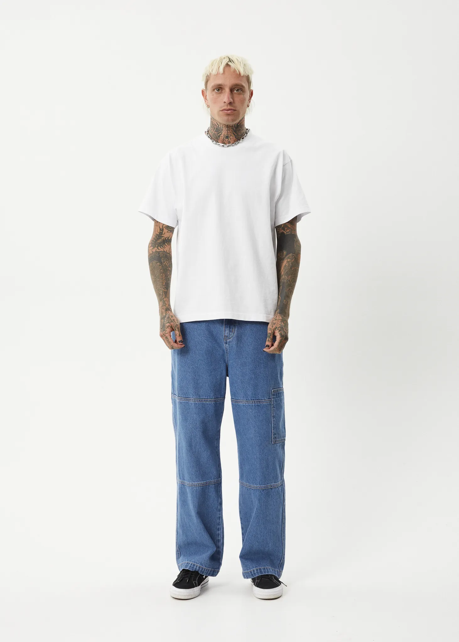 AFENDS Mens Richmond - Denim Workwear Jean - Worn Blue