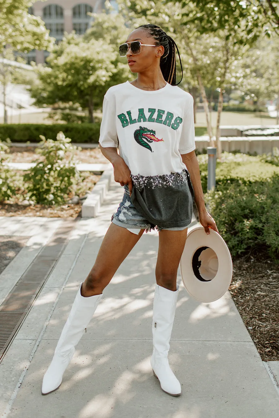 ALABAMA AT BIRMINGHAM BLAZERS CROSSROADS BLEACH DYED SHORT SLEEVE TEE