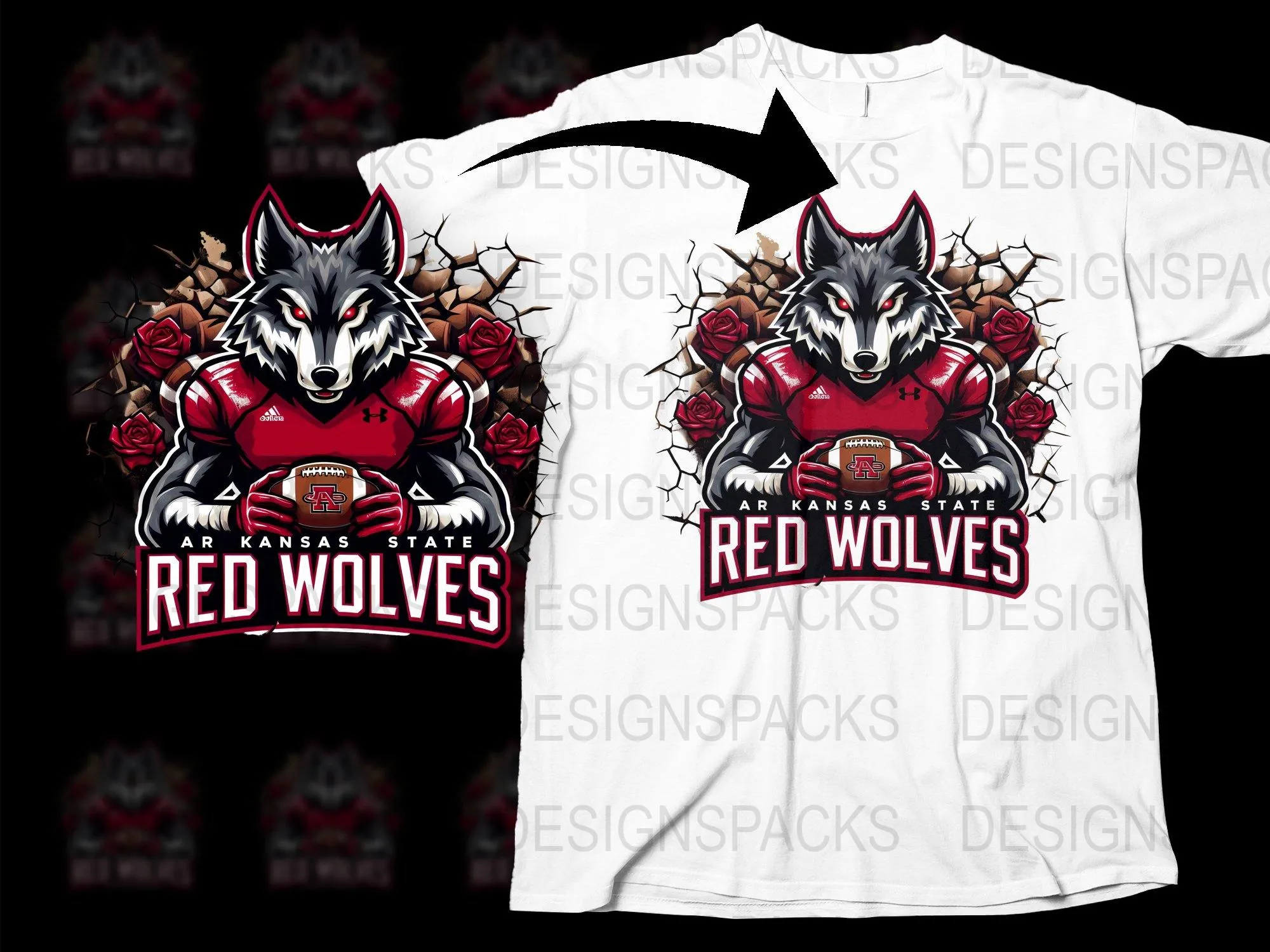 Arkansas State Red Wolves Graphic Png Digital Download