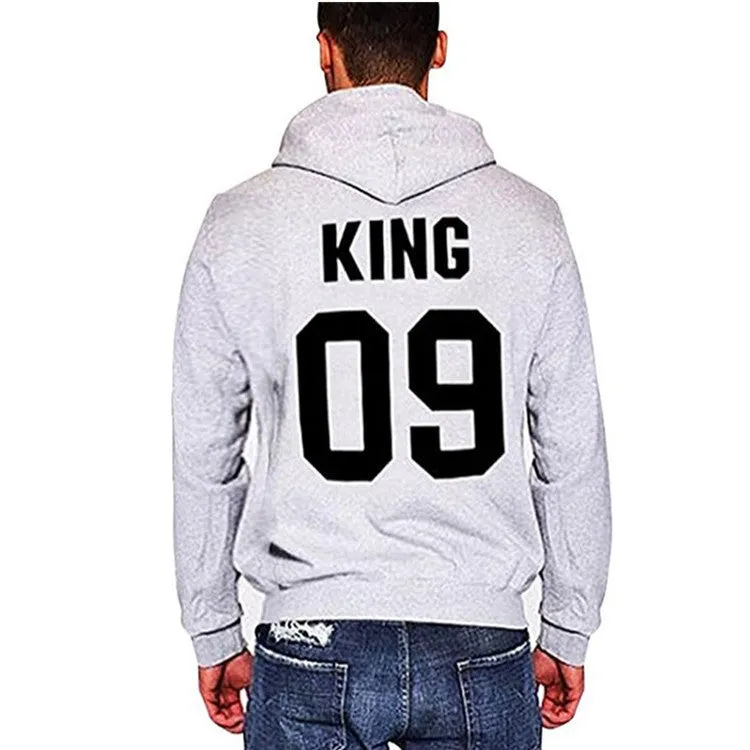 Back Letter Print Queen King Hooded Lover???s Hoodie