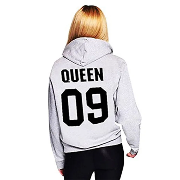 Back Letter Print Queen King Hooded Lover???s Hoodie