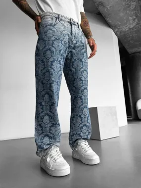 Baggy Damask Jeans - Blue