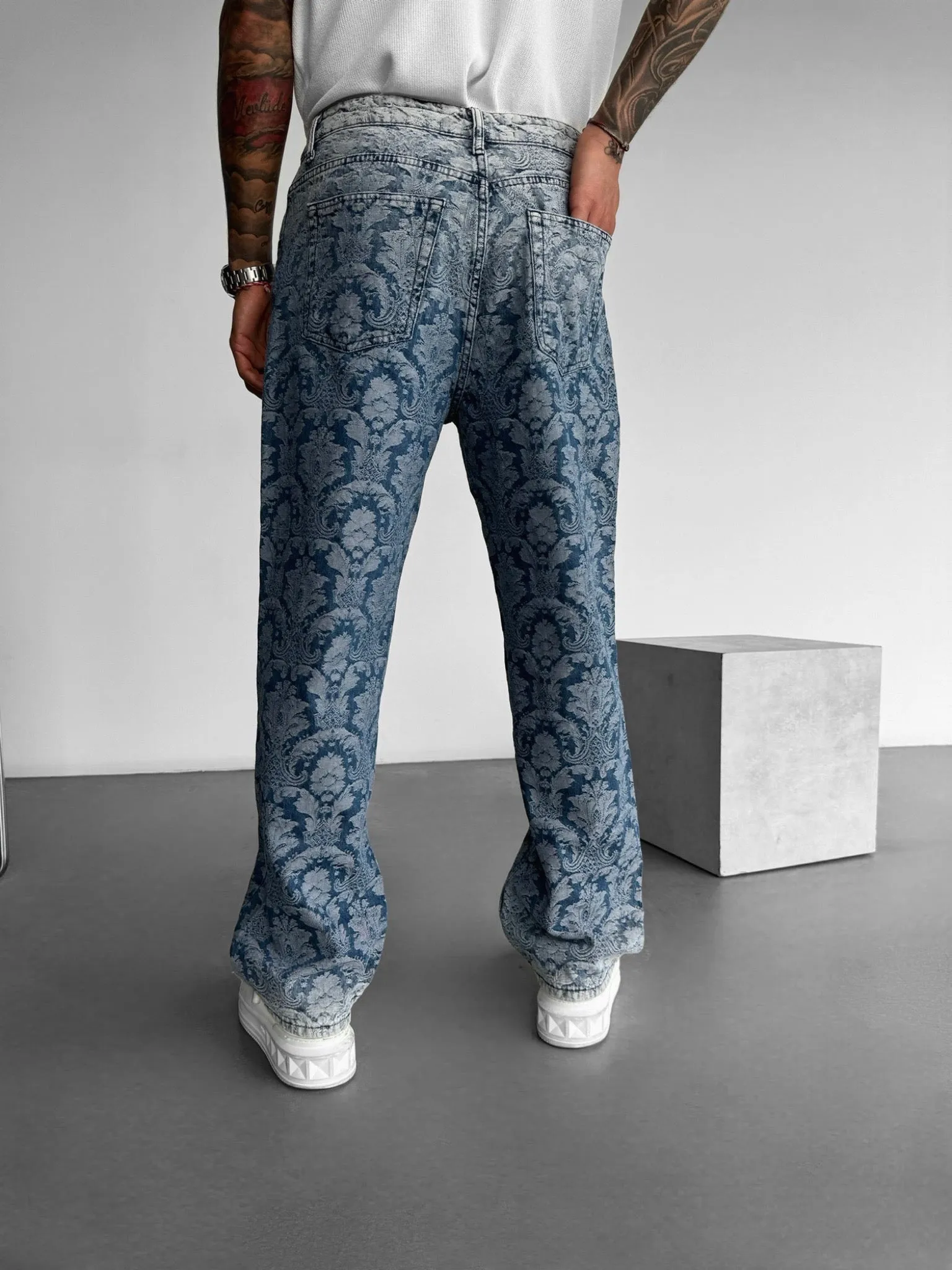 Baggy Damask Jeans - Blue