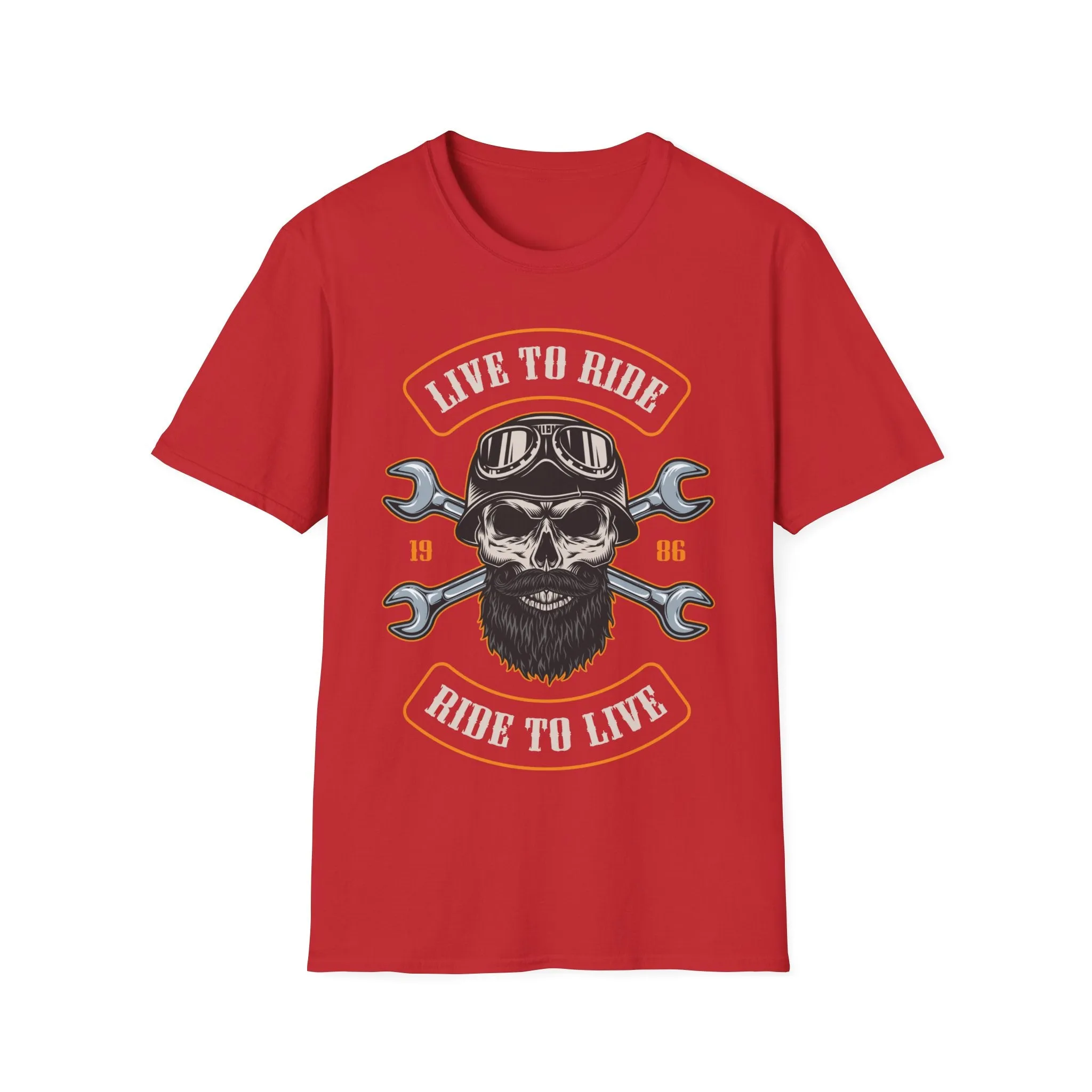 Biker T Shirt  Ring Spun Cotton Live To Ride 1986