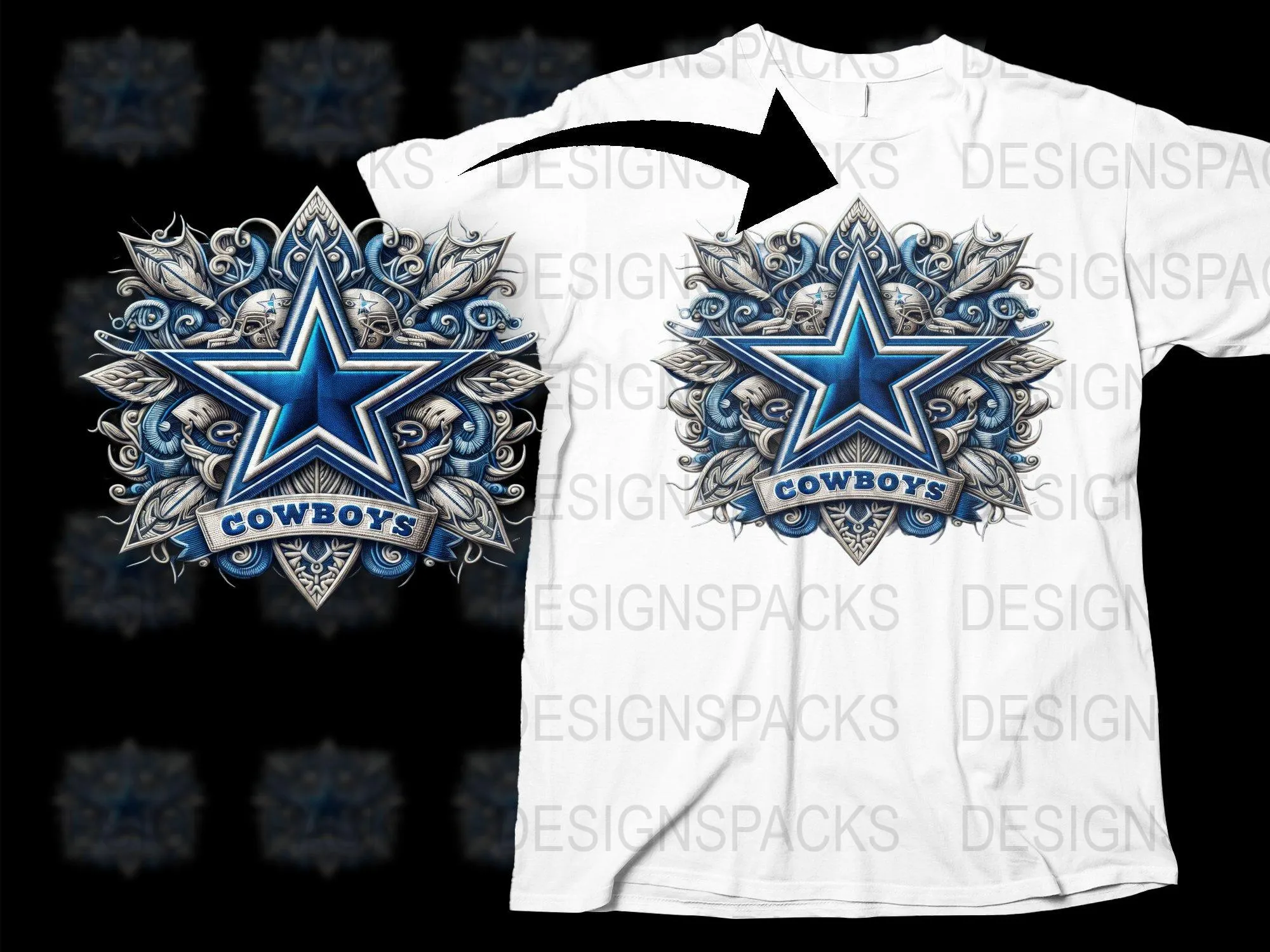 Bold Cowboys NFL Team Logo Artwork Design Png Digital Download