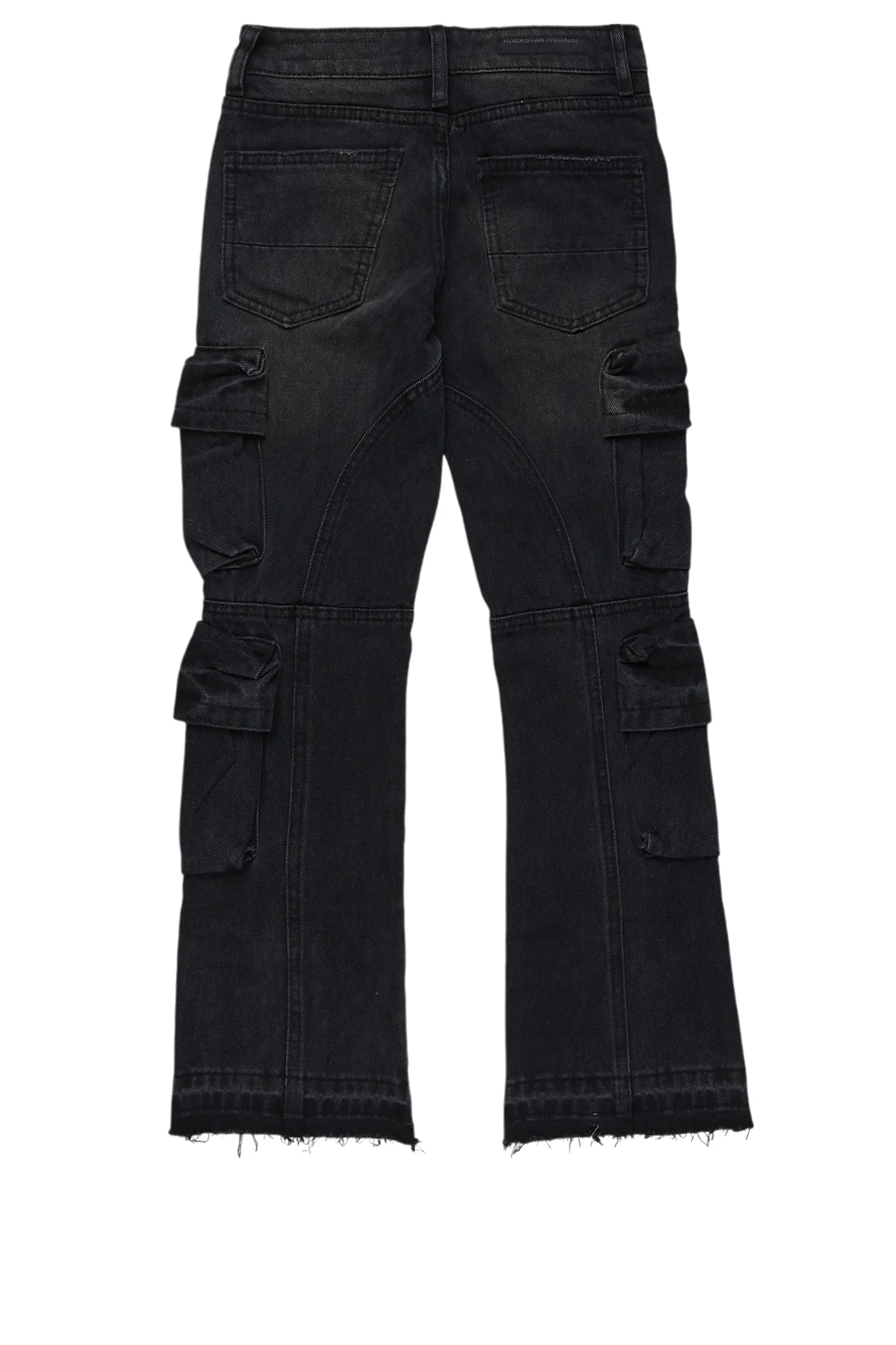 Boys Gregor Black Stacked Flare Cargo Jean