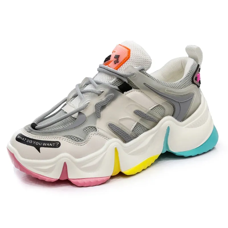 Breathable Rainbow Color Chunky Sneakers