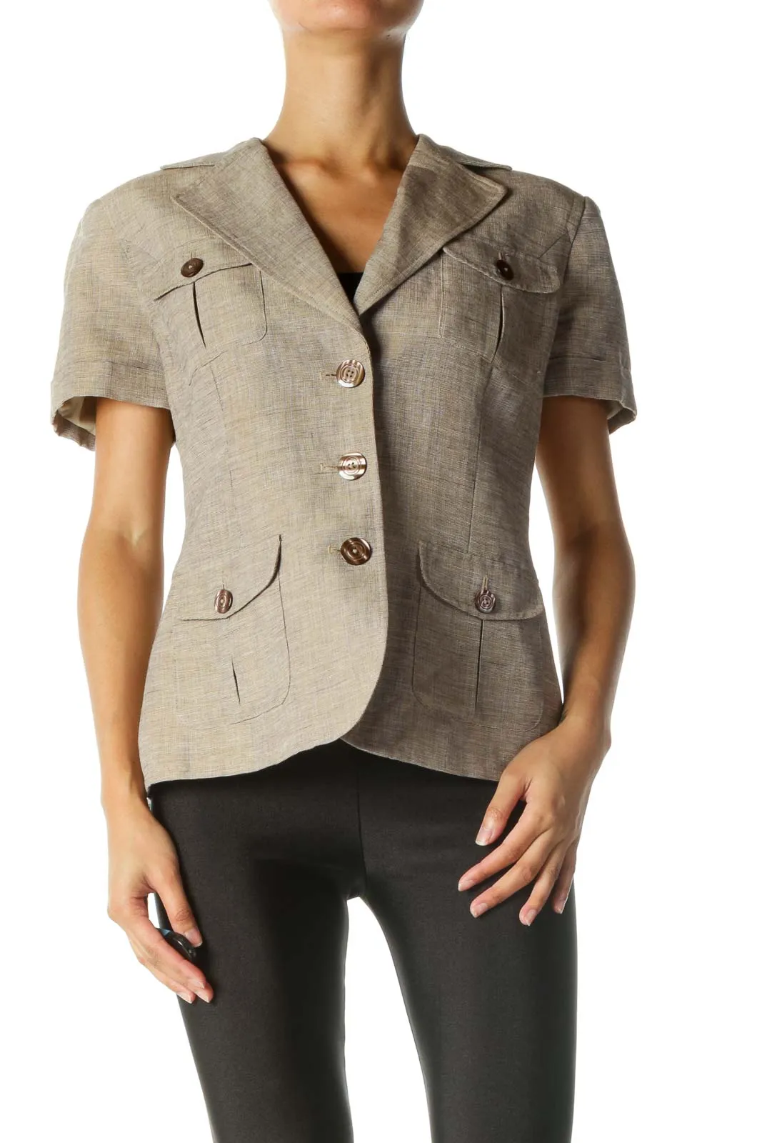 Brown Short Sleeve Blazer