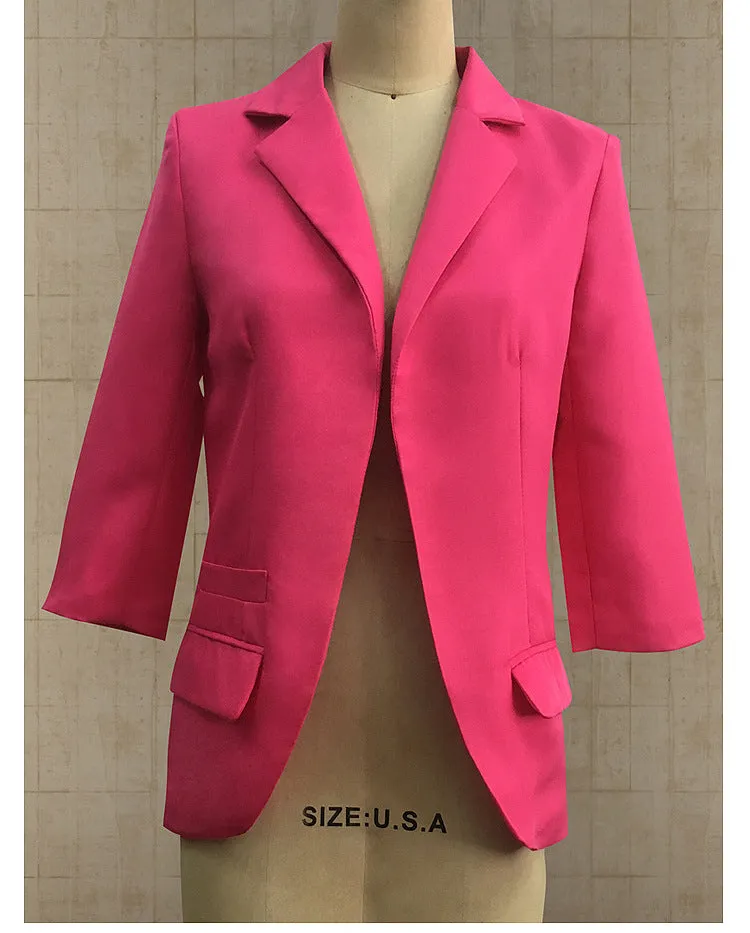 Candy Color 3/4 Sleeveless Short Blazer