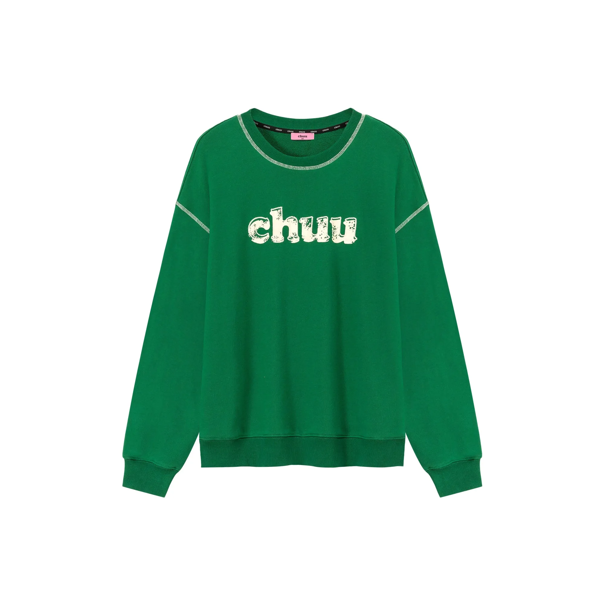 Color Logo Stitch Loose Fit Sweatshirt