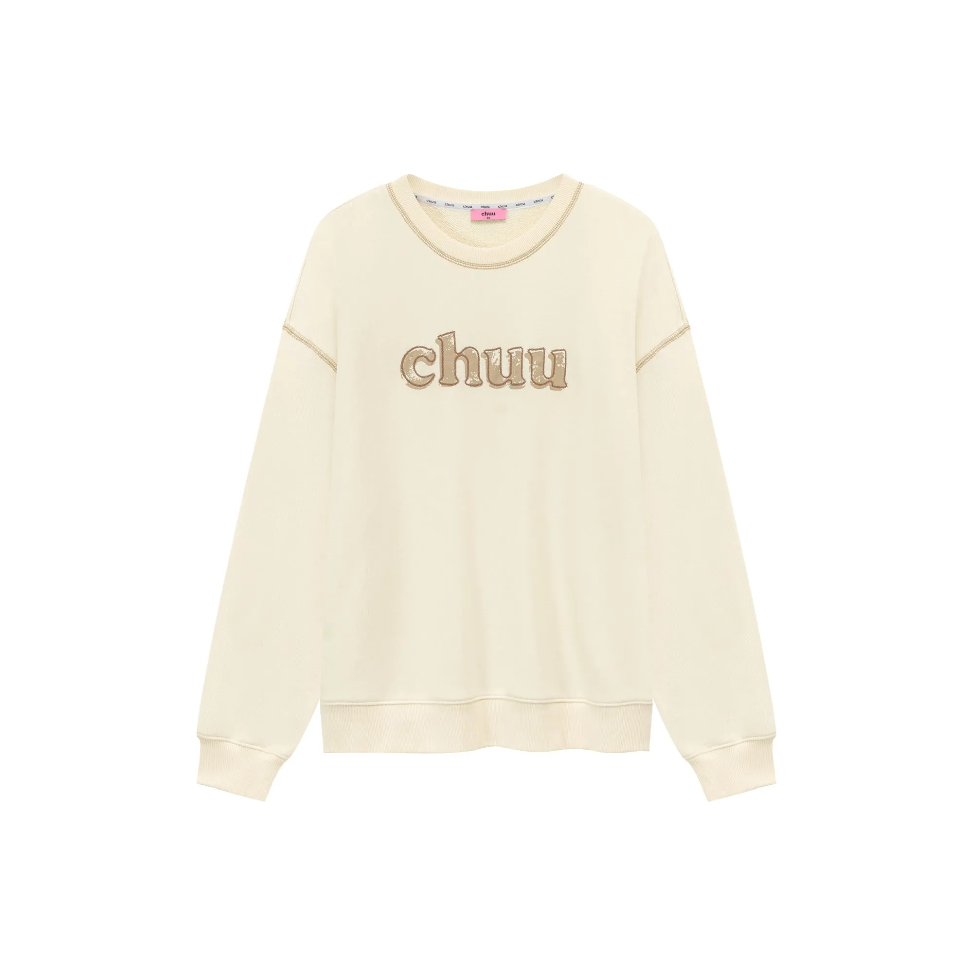 Color Logo Stitch Loose Fit Sweatshirt