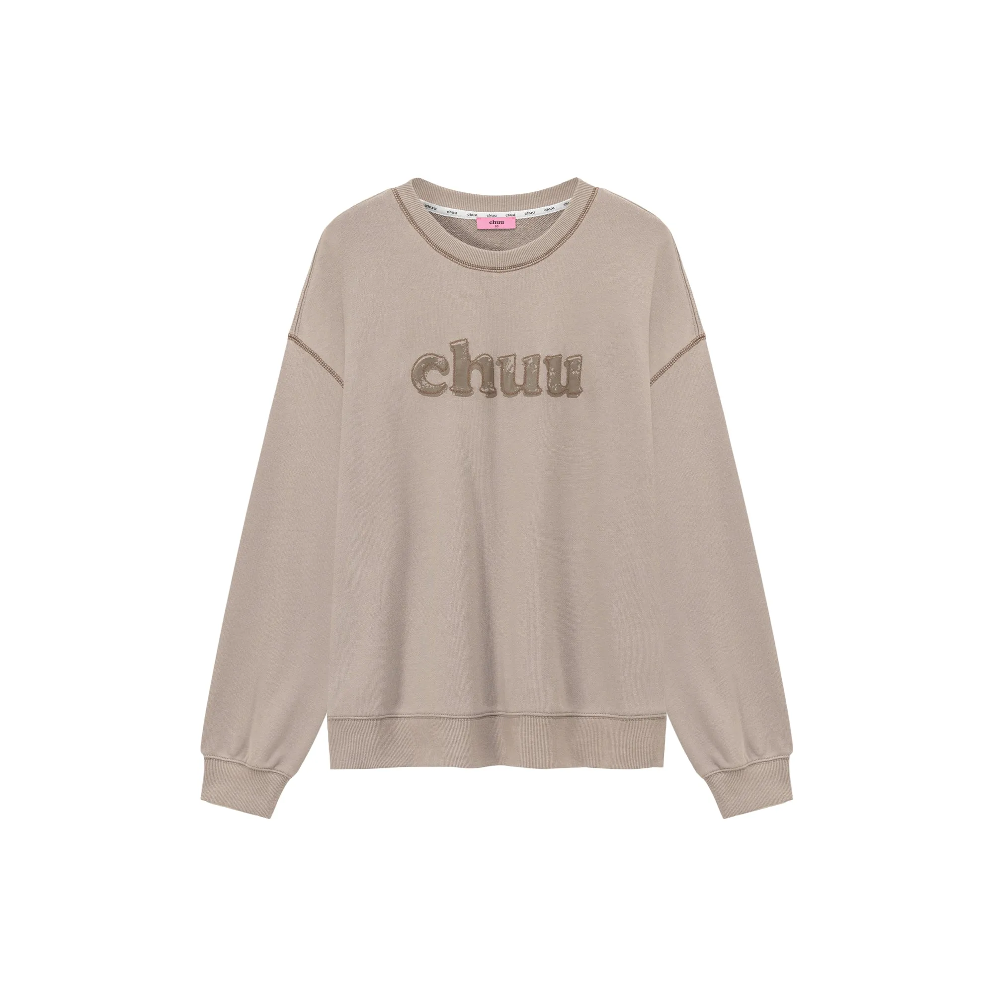 Color Logo Stitch Loose Fit Sweatshirt