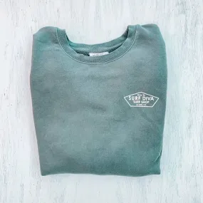 CREWNECK SWEATSHIRT with SURF DIVA SURF SHOP (alpine green)