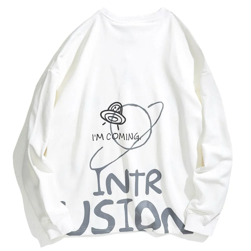 Danger Intrusion Print Sweatshirts