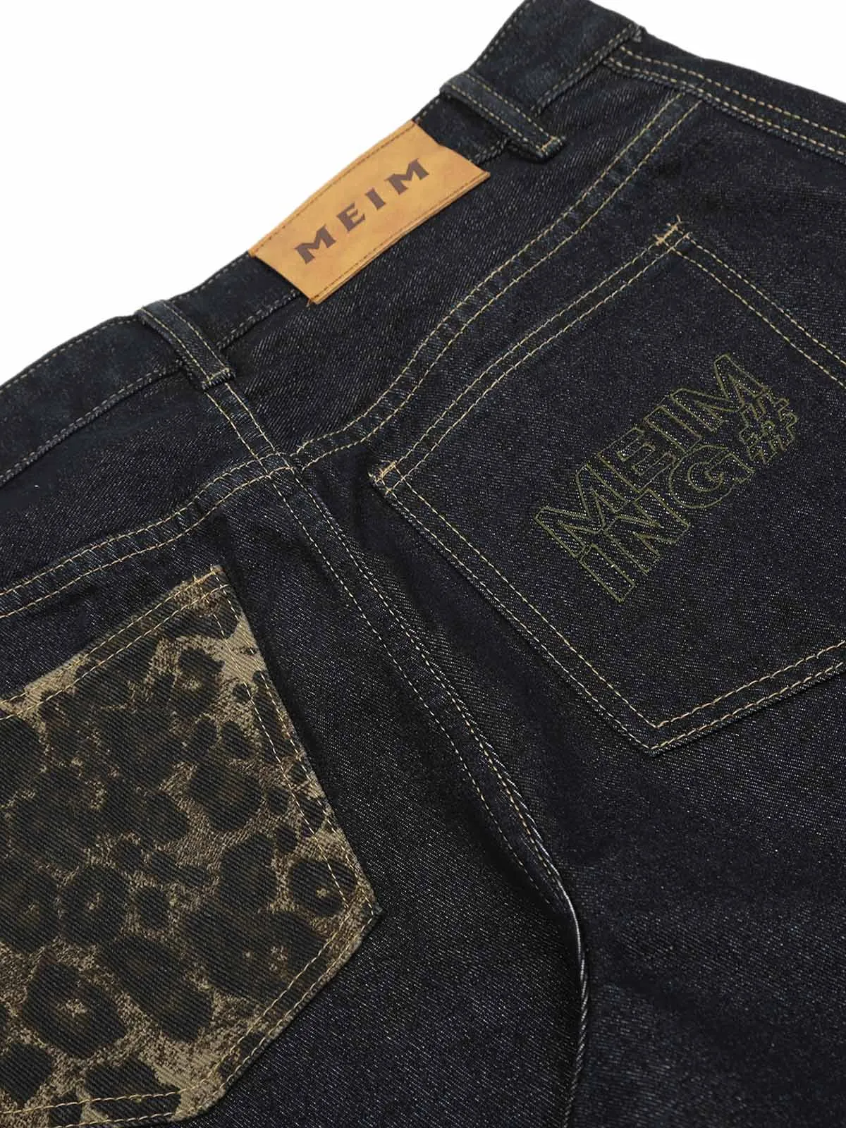 Deconstructed Cheetah Print Split Machete Baggy Jeans - 2286