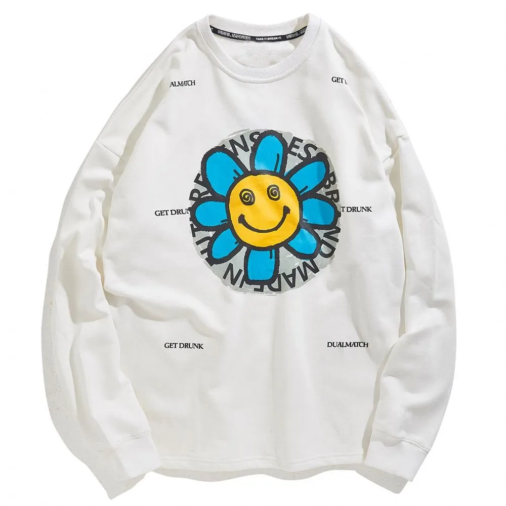 Drunk Flower Print Sweatshirts