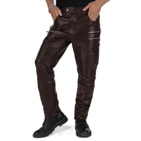 Eryon Men's Brown Faux Leather Pants