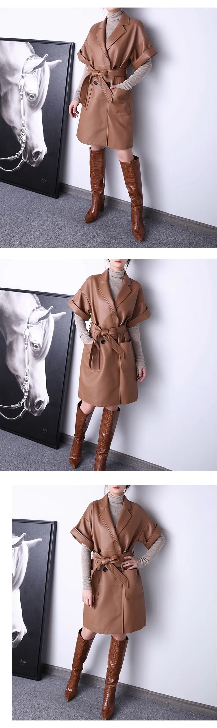 French Genuine Leather Coat