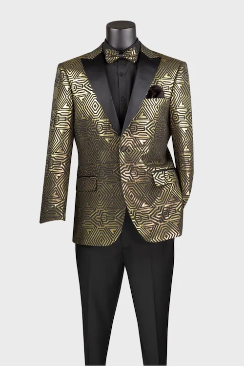 Gold Jacquard Metallic Sport Coat