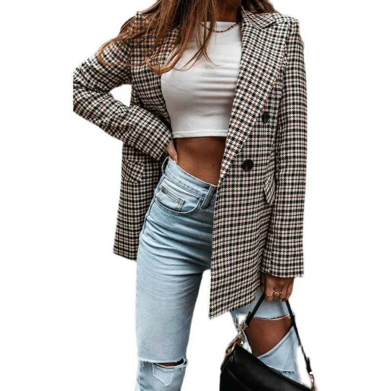 Korean Office Long Sleeve Elegant Women's Suit Blazer Jacket