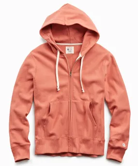 Lightweight Full Zip Hoodie in Orange Russet