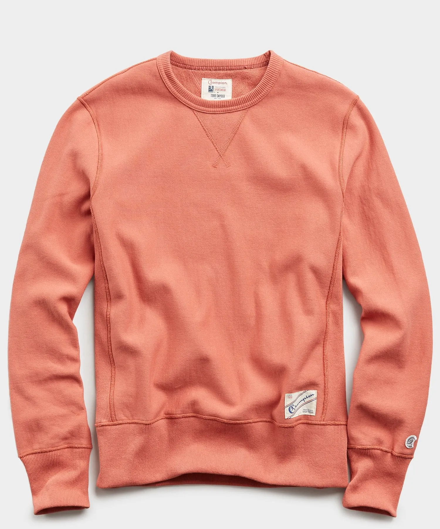 Lightweight Reverse Weave Crew in Orange Russet