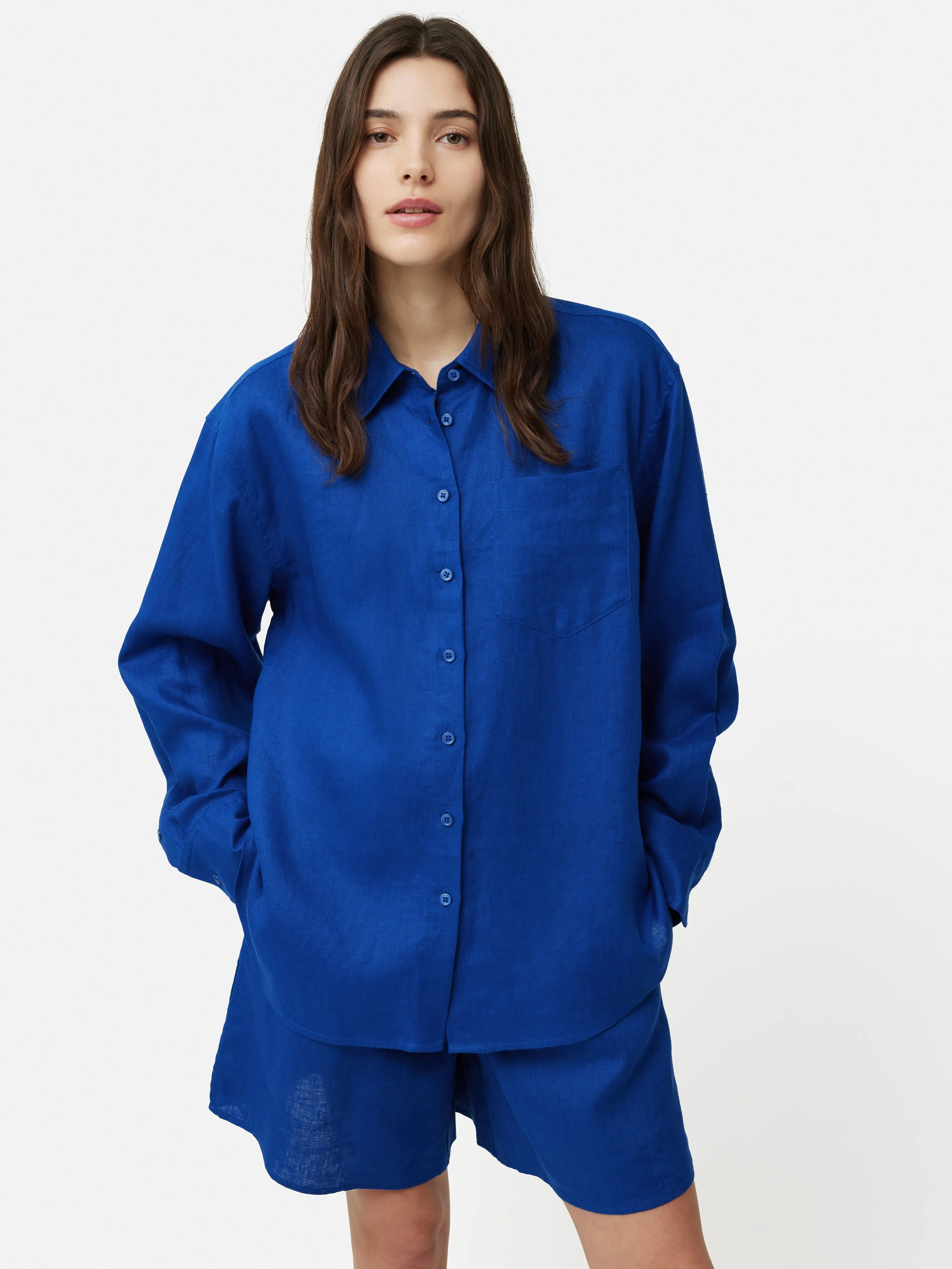 Linen Relaxed Shirt | Blue