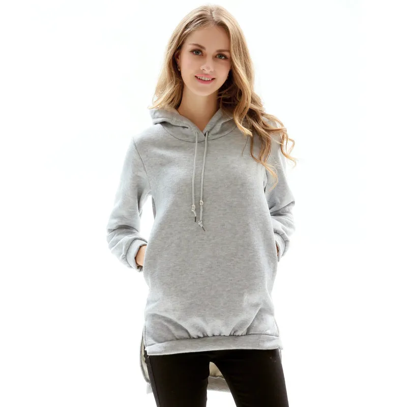 Loose And Irregular Pure Color Hoodies