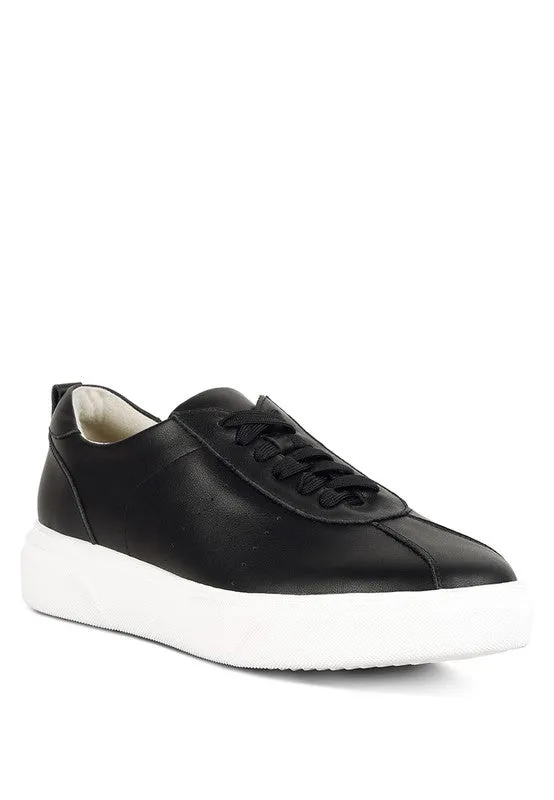 Magull Solid Lace Up Leather Sneakers