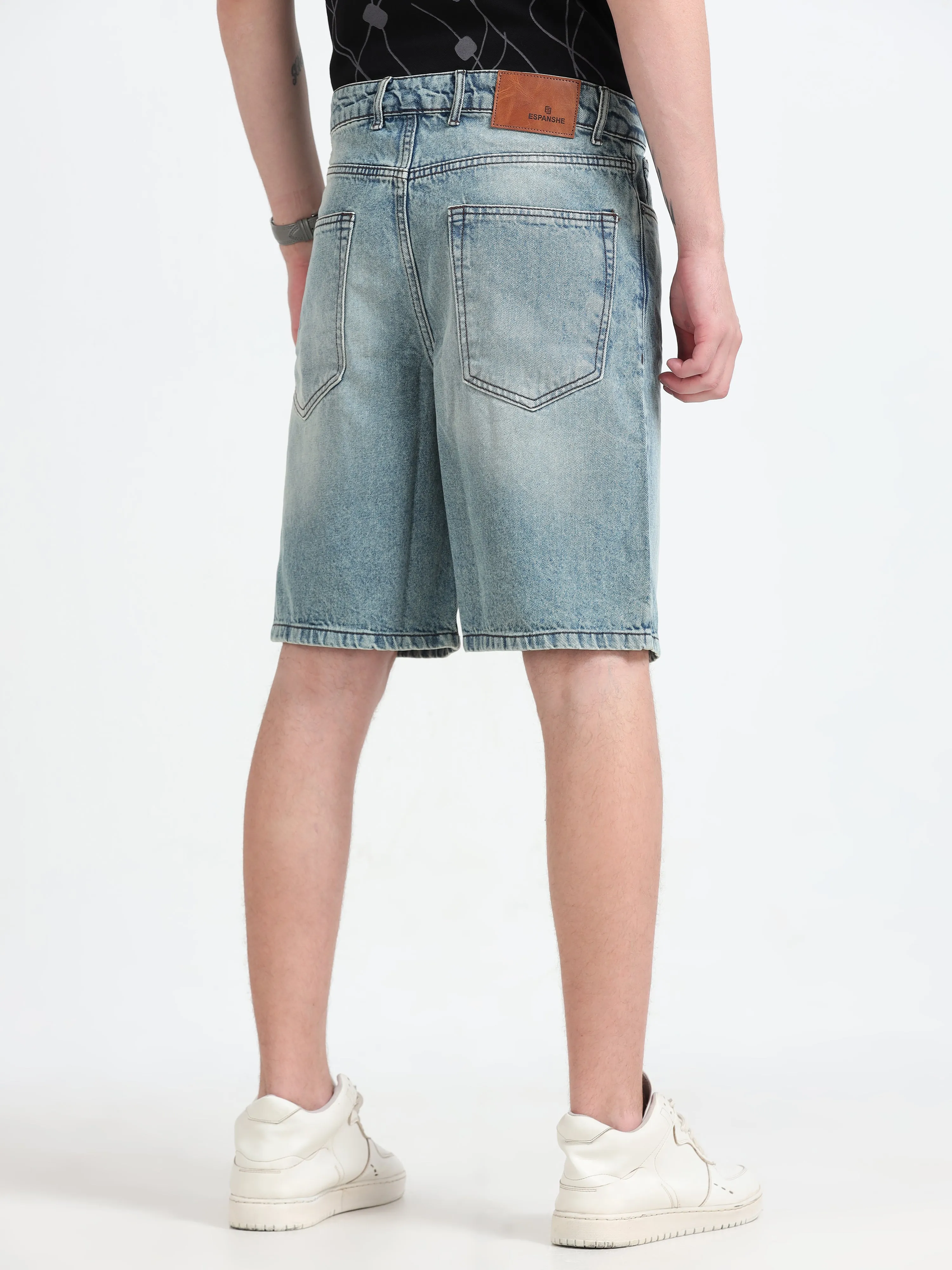 Marlowe - Relaxed Denim Shorts - Light Blue