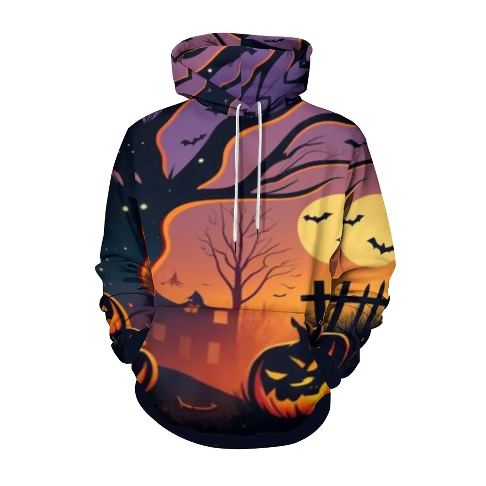 Mens Halloween Bat Night 3D Print Hoodies