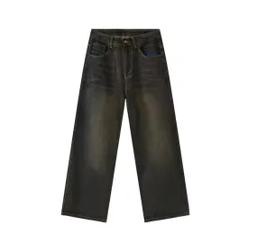 Navy Blue Rusted Baggy Jeans