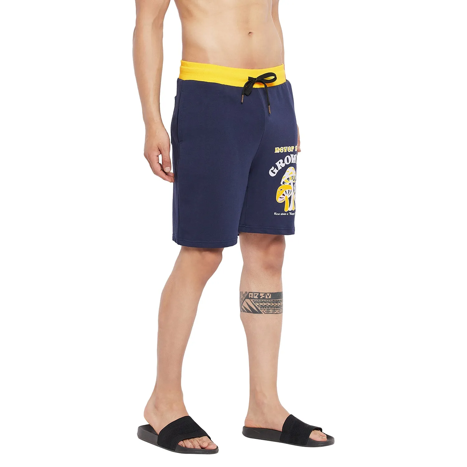 NAVY GROW GRAPHIC RELAXED FIT SHORTS