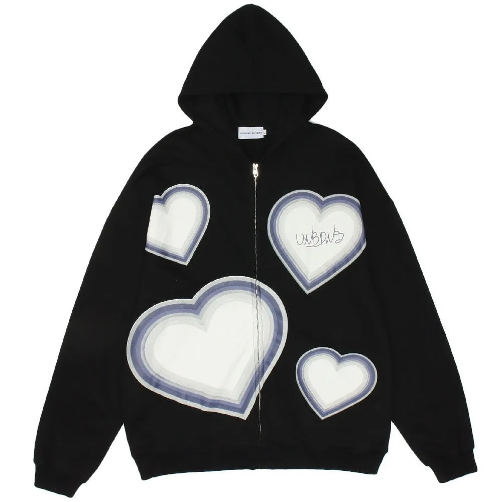 New Butterfly Print Oversize Zip Up Hoodies