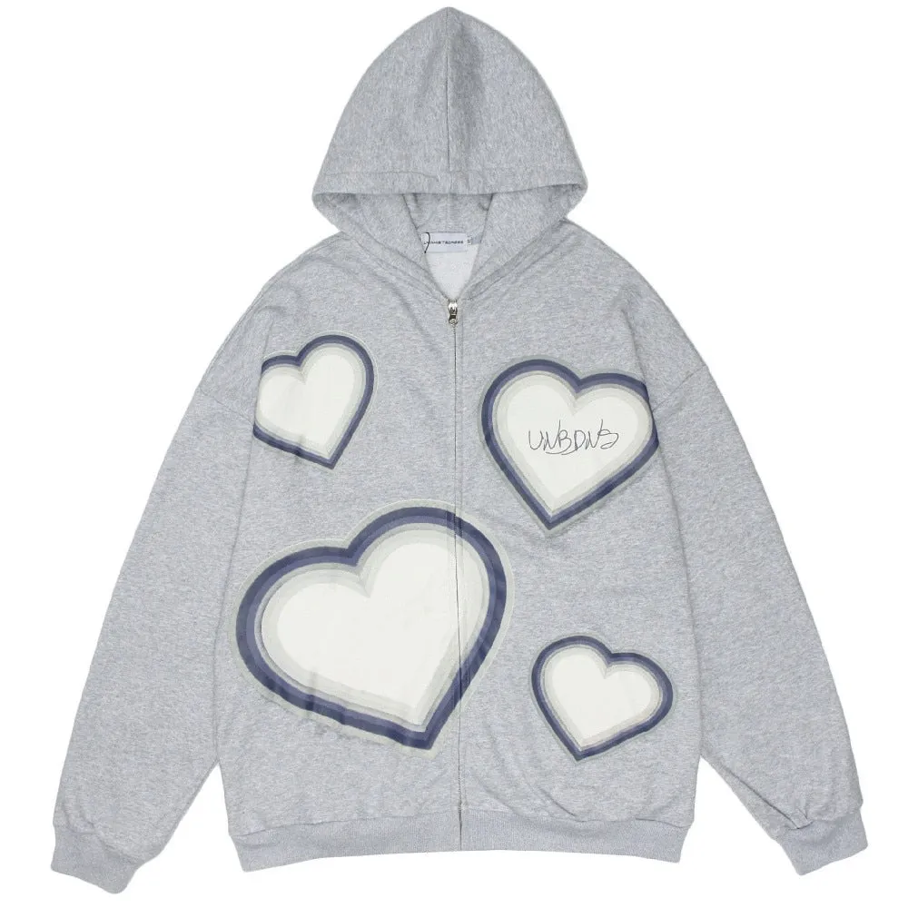 New Butterfly Print Oversize Zip Up Hoodies