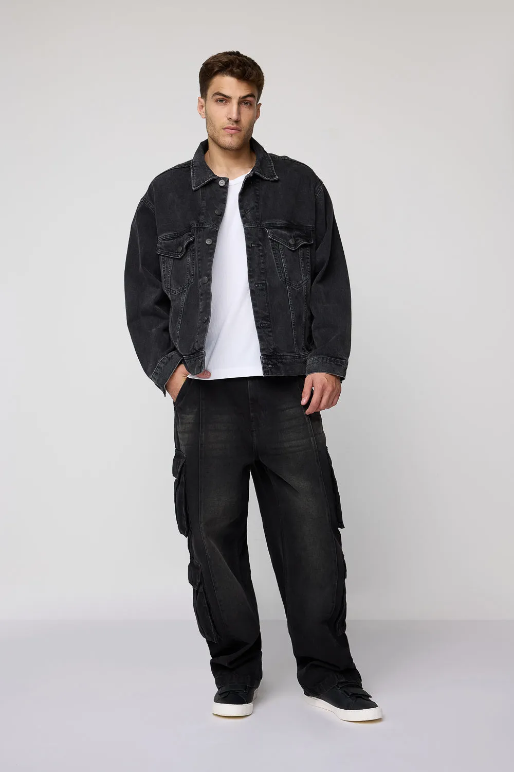 Panther Black Men's Baggy Utility Cargo Jeans