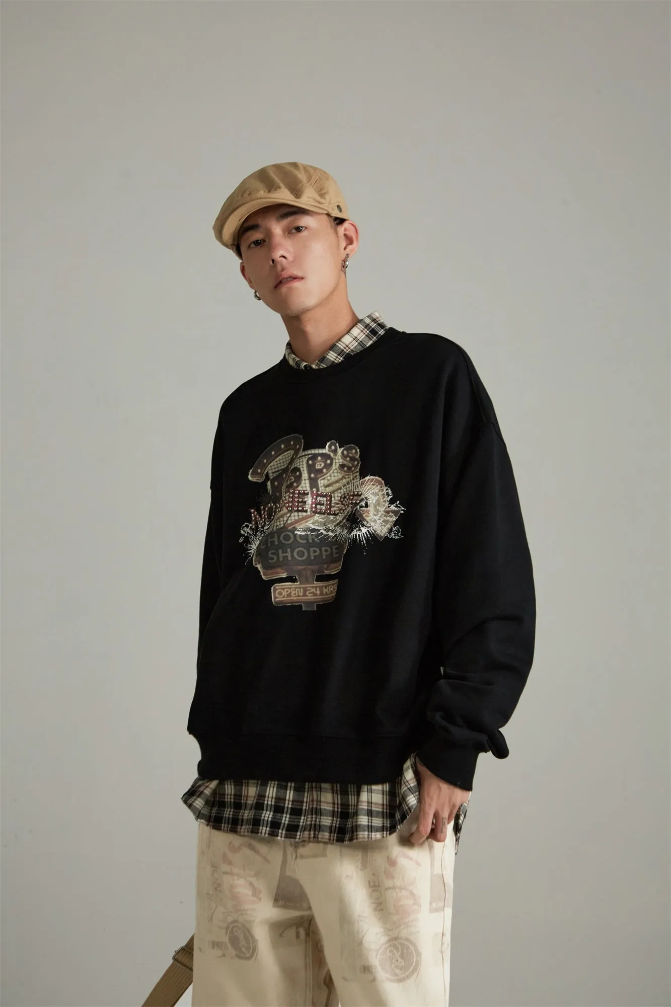 Pop'S Shoppe Loose-Fit Long-Sleeved Sweatshirt