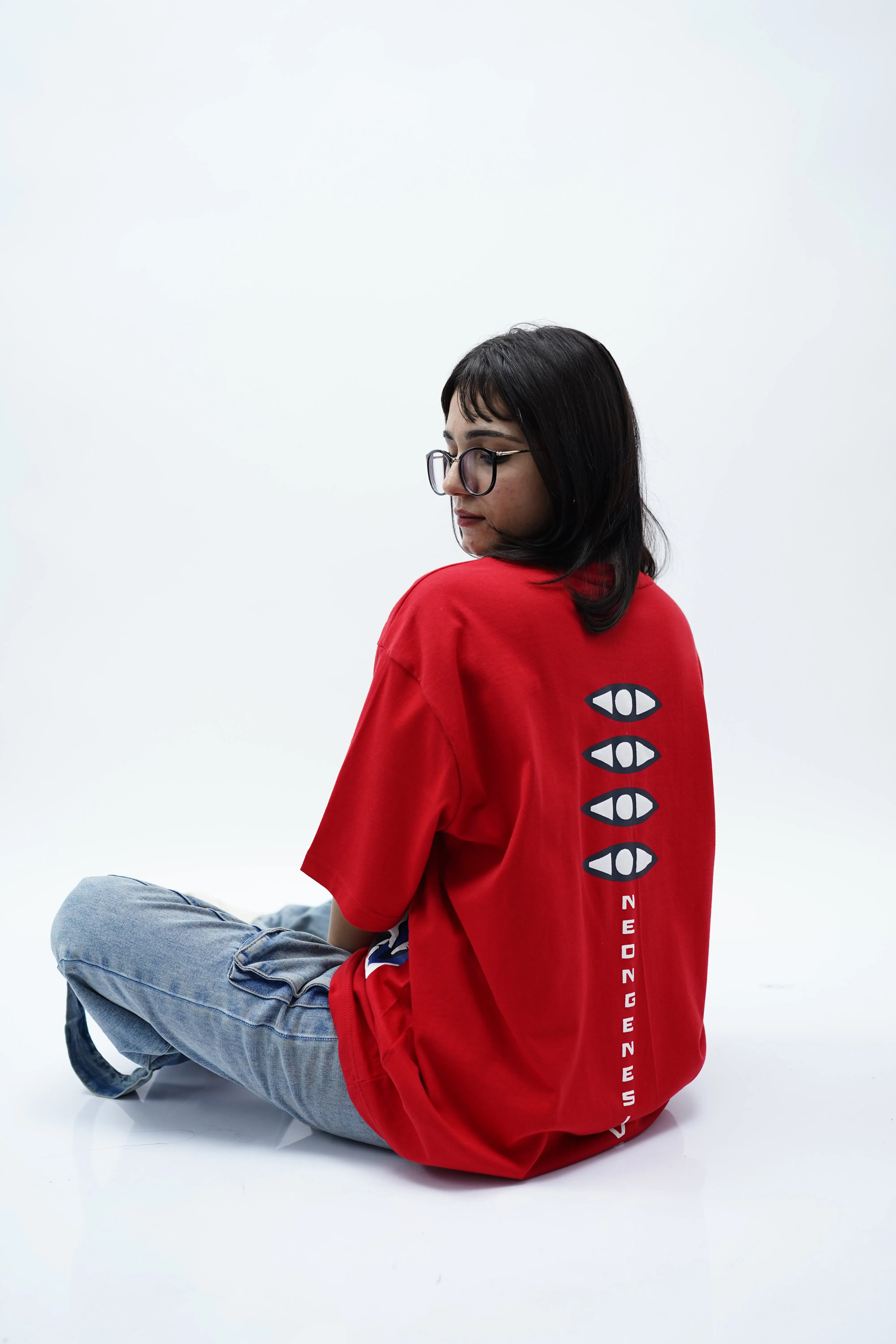 "Neon Genesis" Oversized Puff Print Red T-Shirt By DemonWear for Her