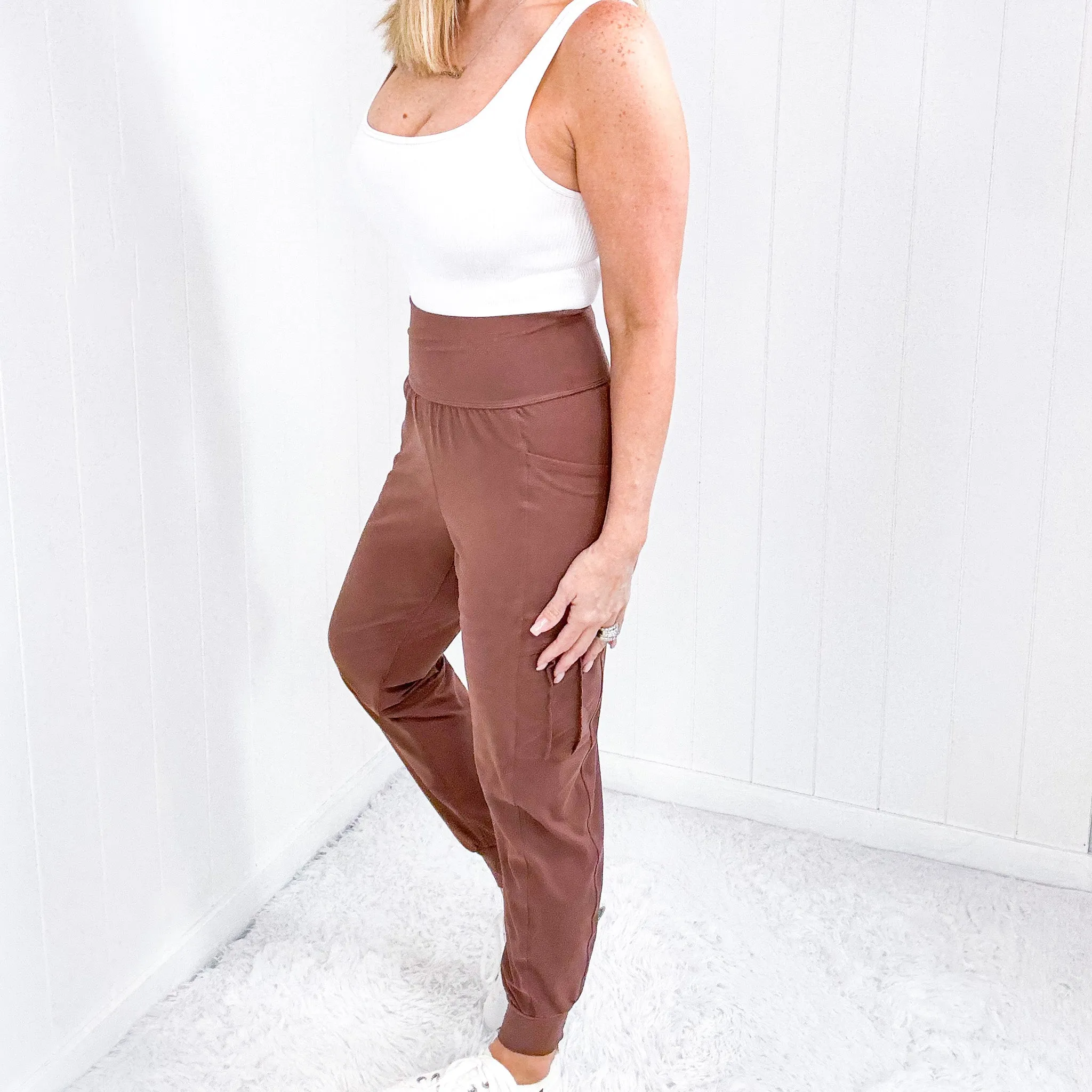 Rae Mode Super Soft Legging Cargo Joggers in Brown