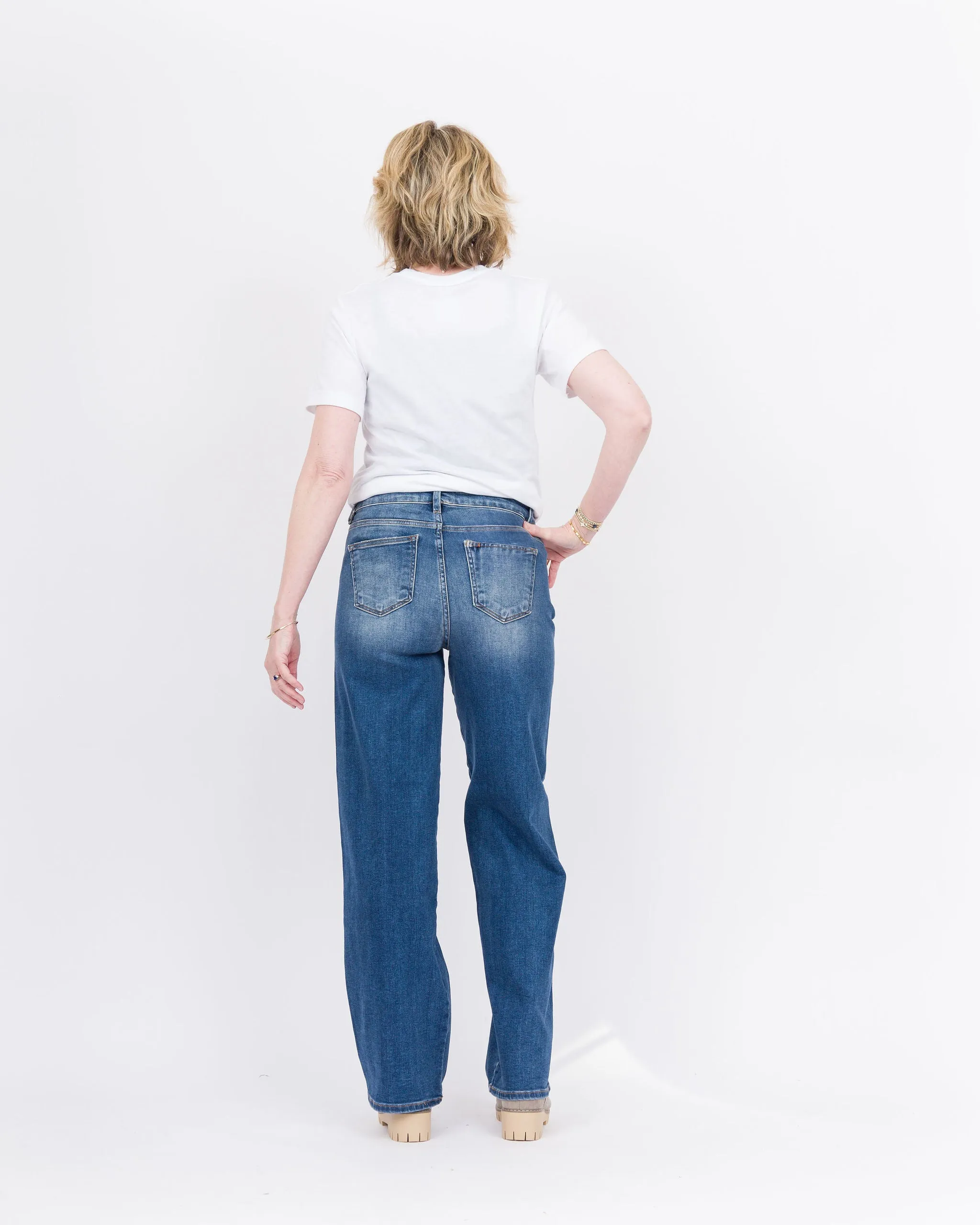 Risen Tummy Control  High Rise Wide Baggy Jeans