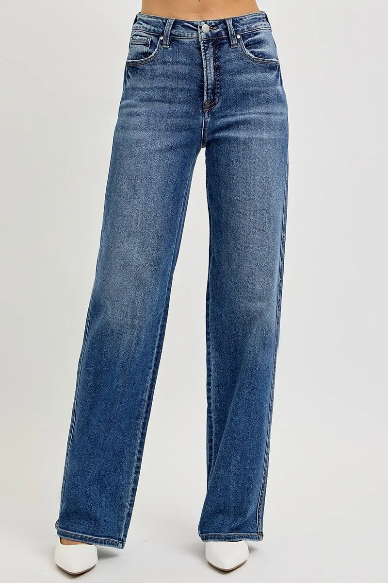 Risen Tummy Control  High Rise Wide Baggy Jeans