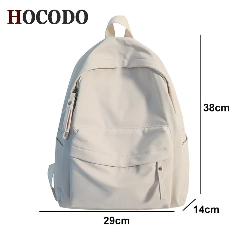 Simple Solid Color Backpack Women 2022 Waterproof Nylon School Bags For Teenager Girls Bookbag Lady Travel Backbag Shoulder Bag