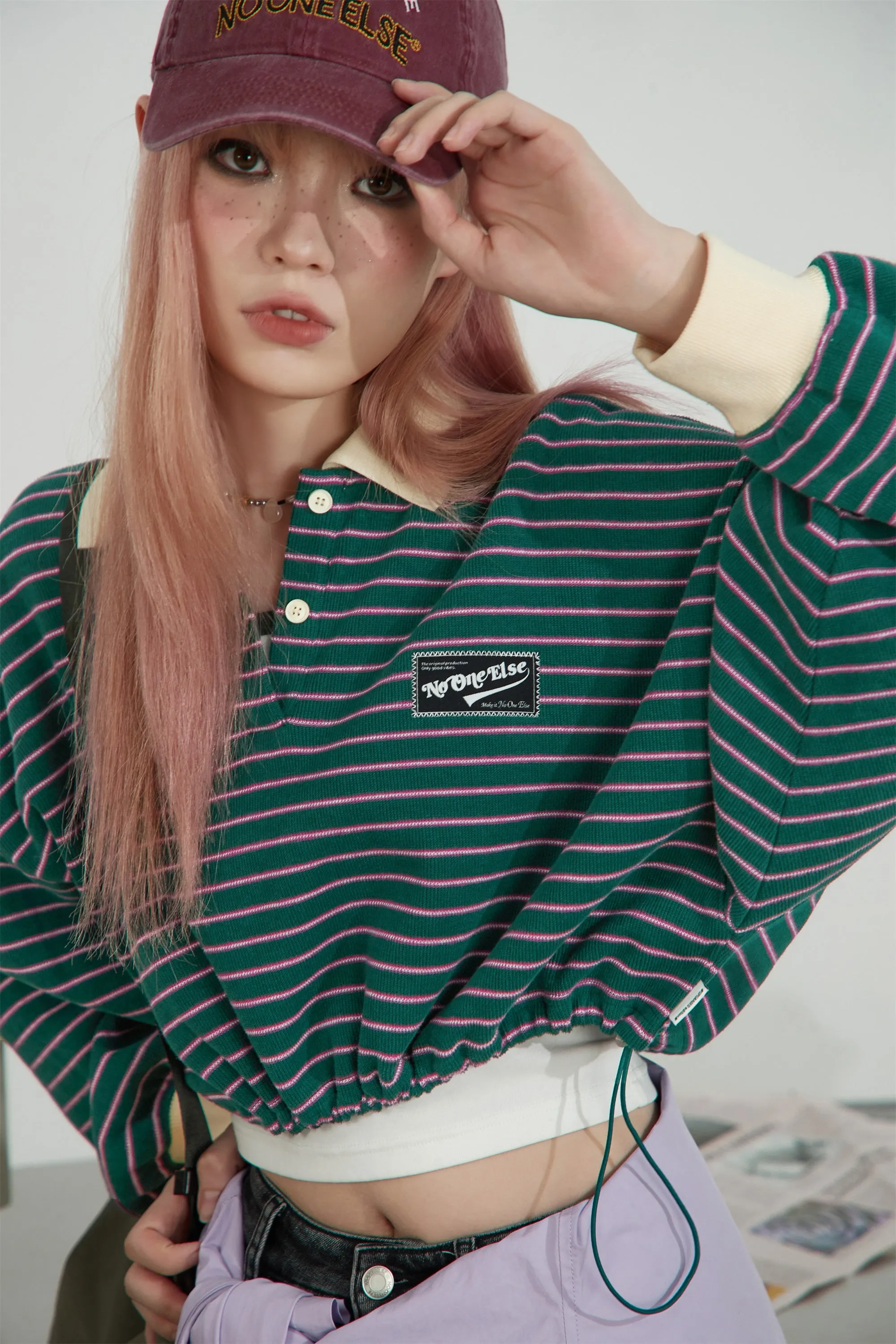 Stripe Loose Fit Crop Sweatshirt