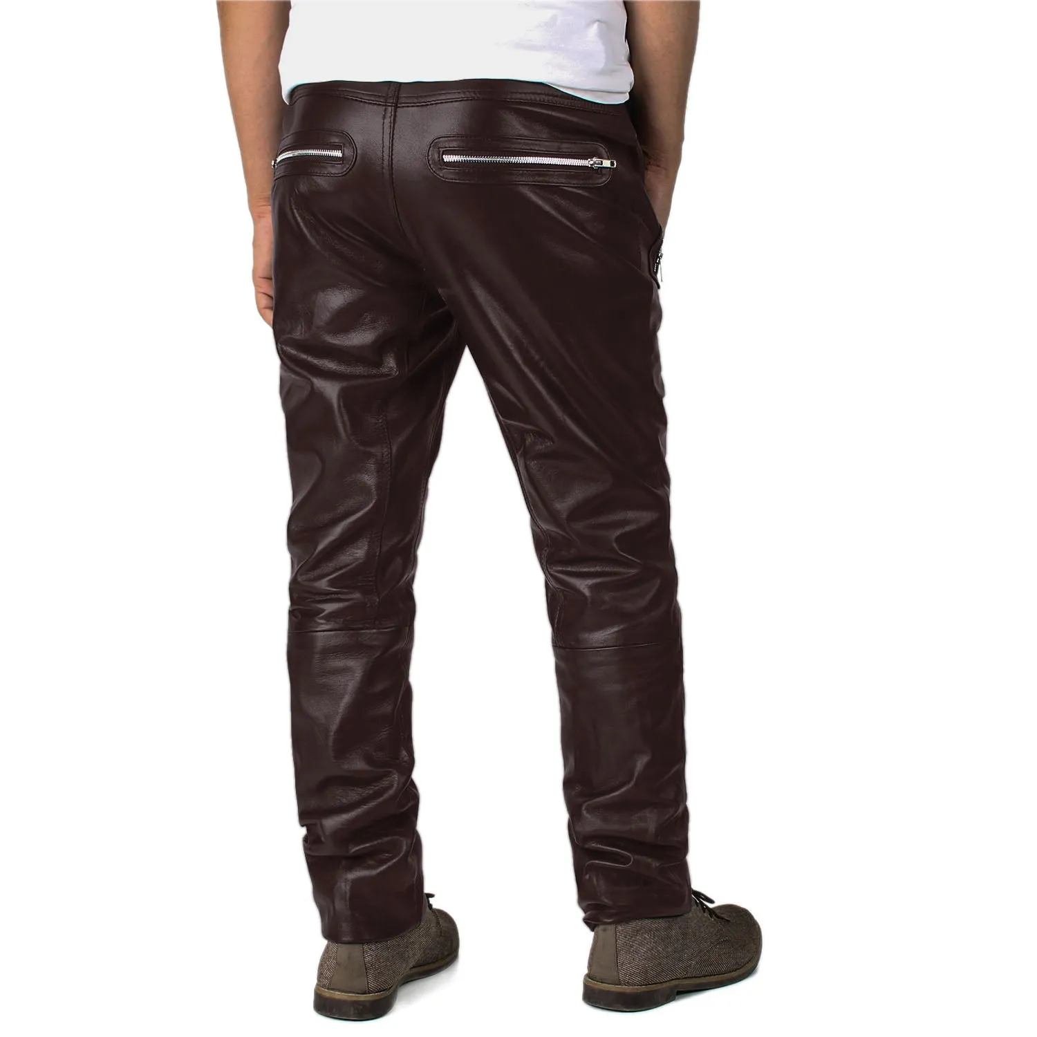 Veyron Men's Brown Faux Leather Pants