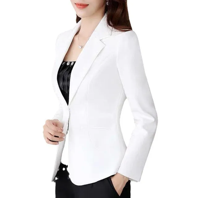 Wjczt 2022 spring and Autumn New Korean Mini suit women&#39;s long sleeve short slim casual temperament White Mini suit