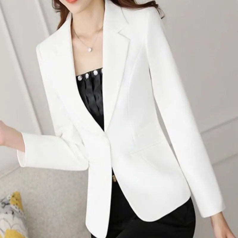 Wjczt 2022 spring and Autumn New Korean Mini suit women&#39;s long sleeve short slim casual temperament White Mini suit