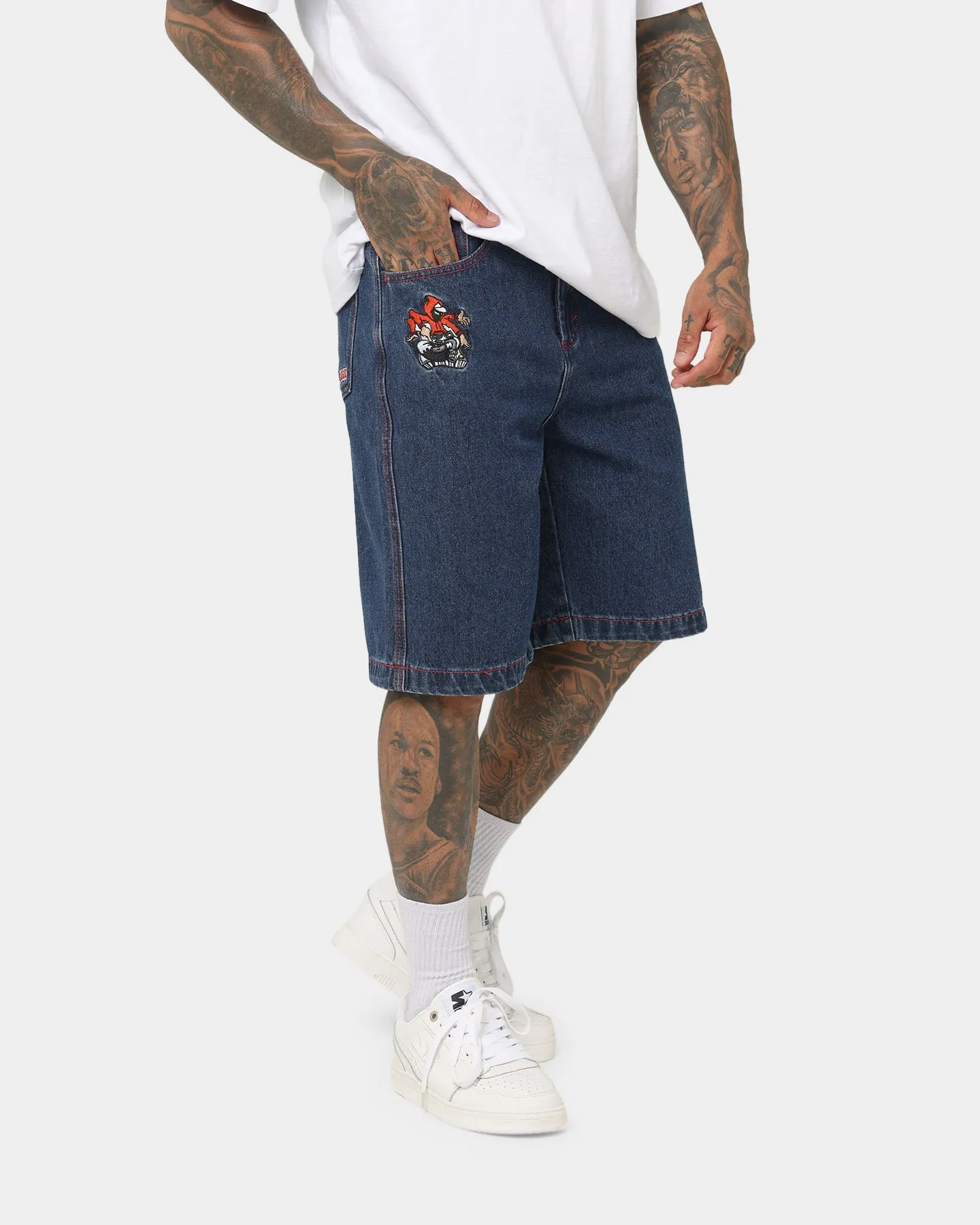 X-Large Scratch Man Shorts Blue Denim