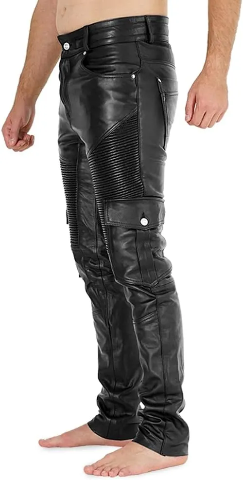 Ylira Men's Black Faux Leather Pants